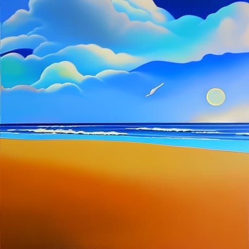 Diamond Beach in Maxfield Parrish Graffiti Style