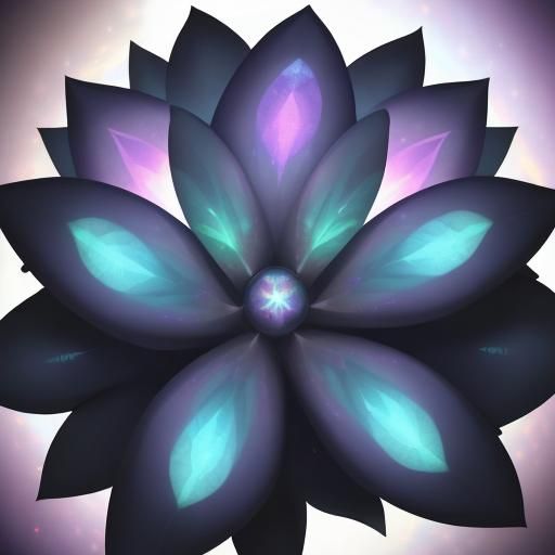 Surreal multi chromatic holographic blue flower with hologra...
