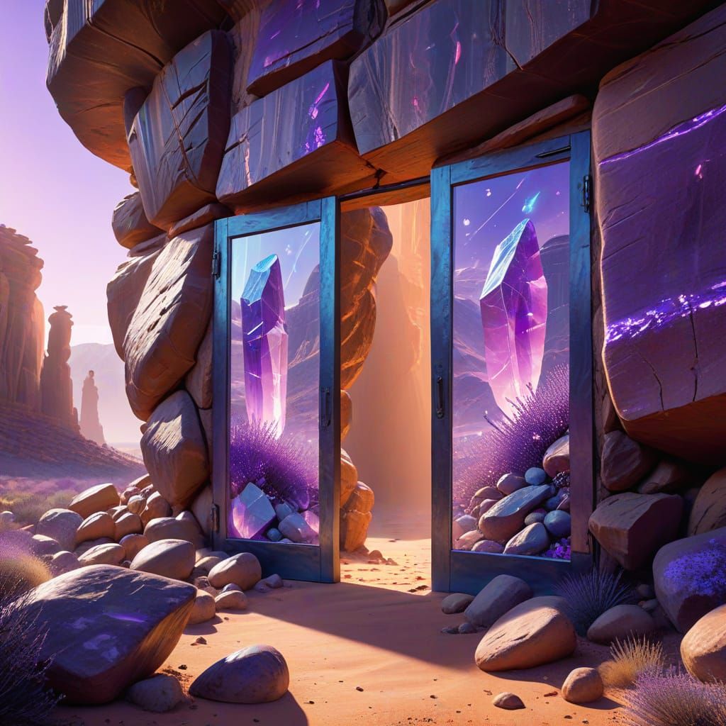 Magical Silk Doors in Desert Landscape