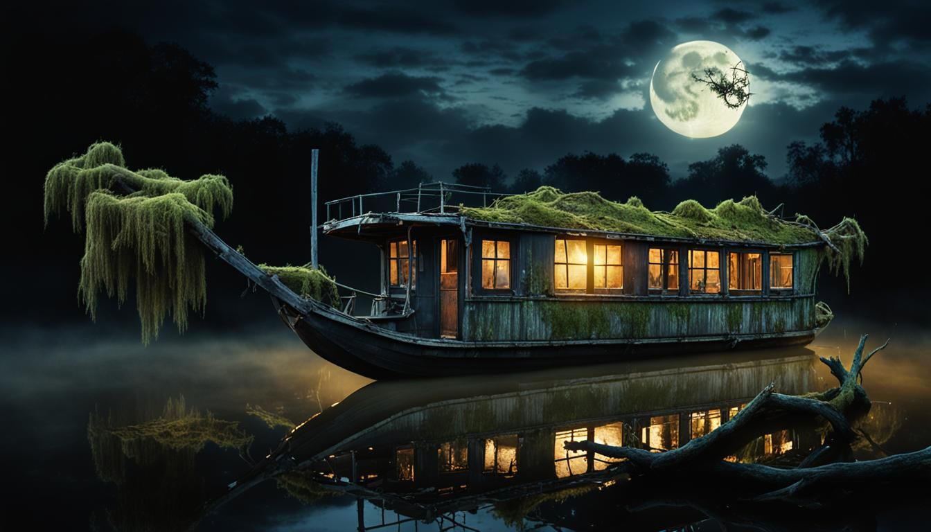 animated: derelict houseboat