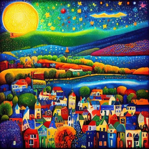 <lora:DarkPointillism15:1.0> Village 