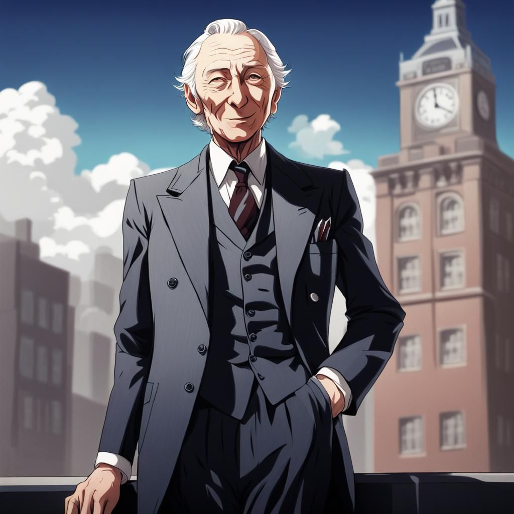 happy william hartnell in a suit