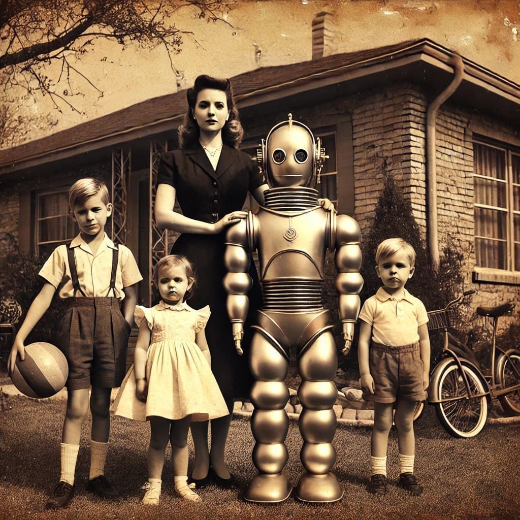 Old sepia photography of a 1950's family ?...