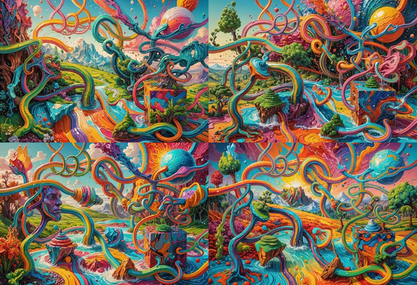 A semi-organic surrealistic landscape with bright colors