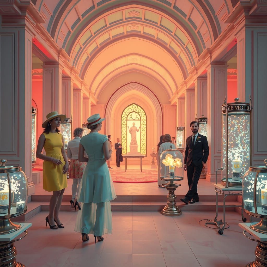 Sacred Geometry Chapel in Dreamlike Soft Pastel Hues