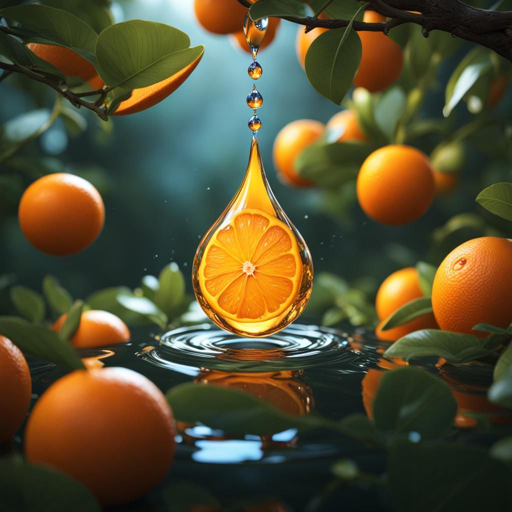 Orange drop in the orange grover