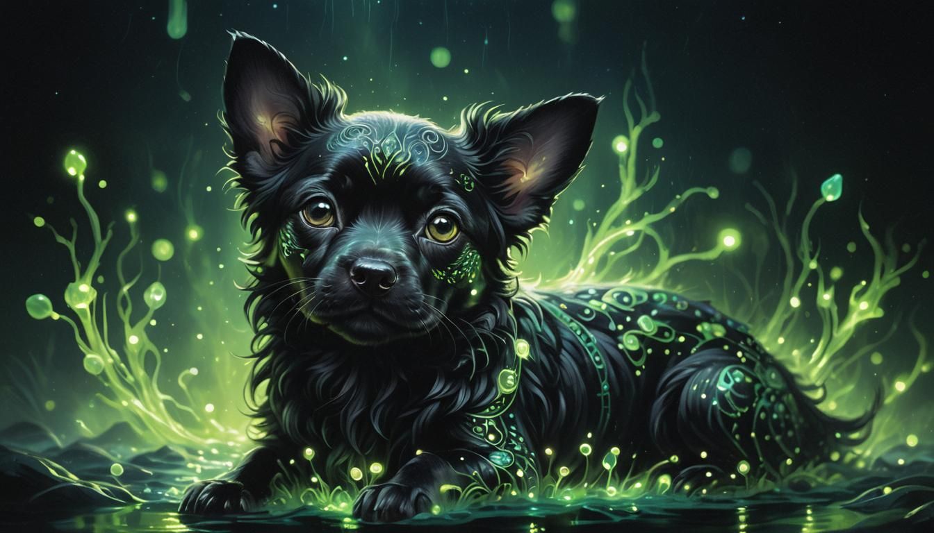 bioluminescent dog - AI Generated Artwork - NightCafe Creator