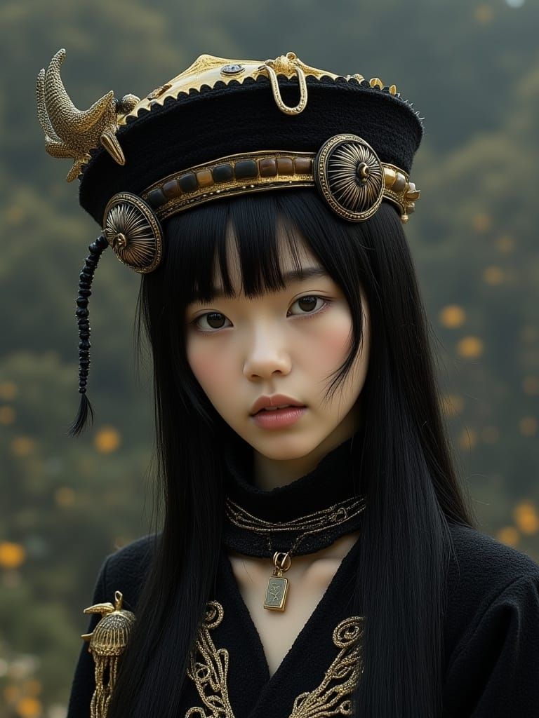 Hyperrealistic Japanese Woman in Surreal Alien Landscape
