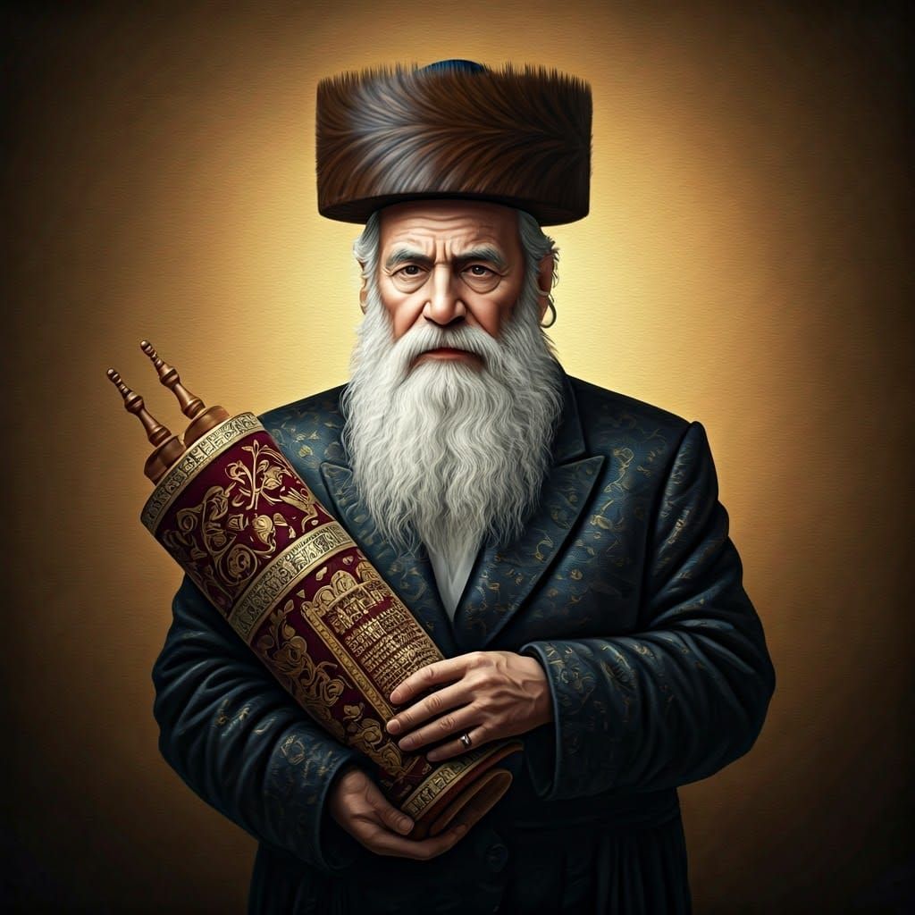 Elderly Ultra-Orthodox Man with Regal White Beard and Tradit...