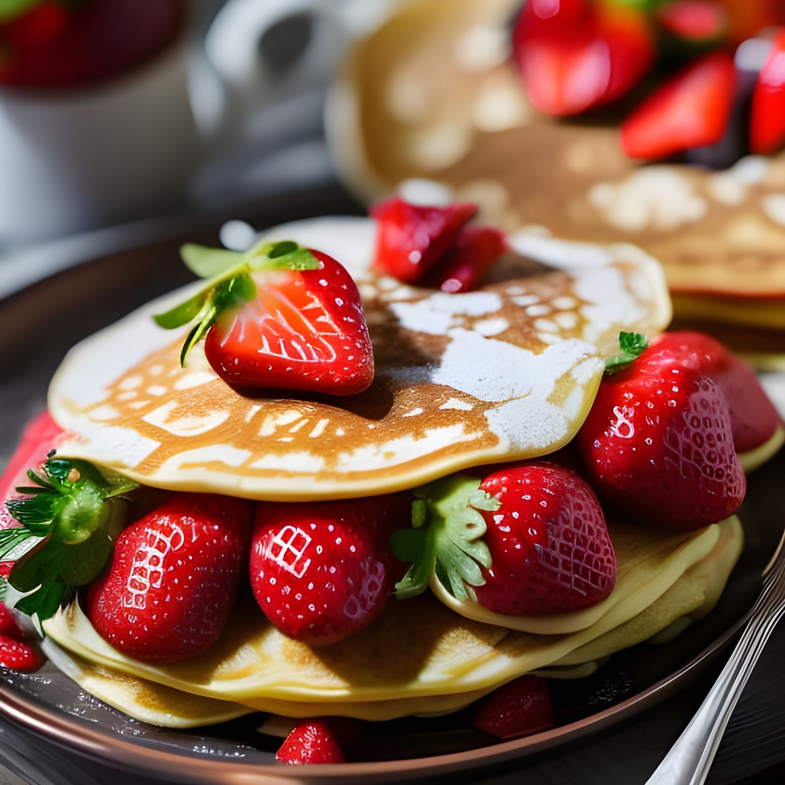 Strawberry pancakes  by @bamaresova
