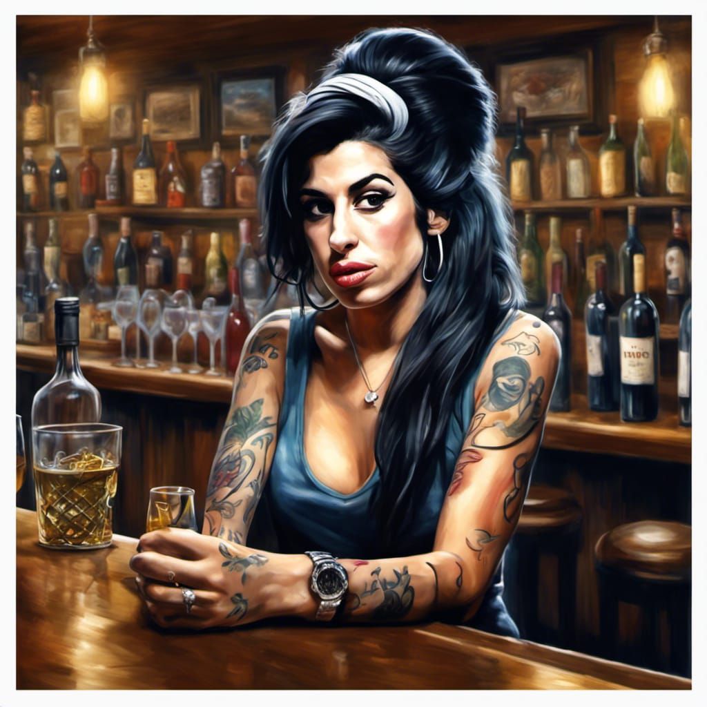 Amy Winehouse working as a Bartender - AI Generated Artwork - NightCafe  Creator