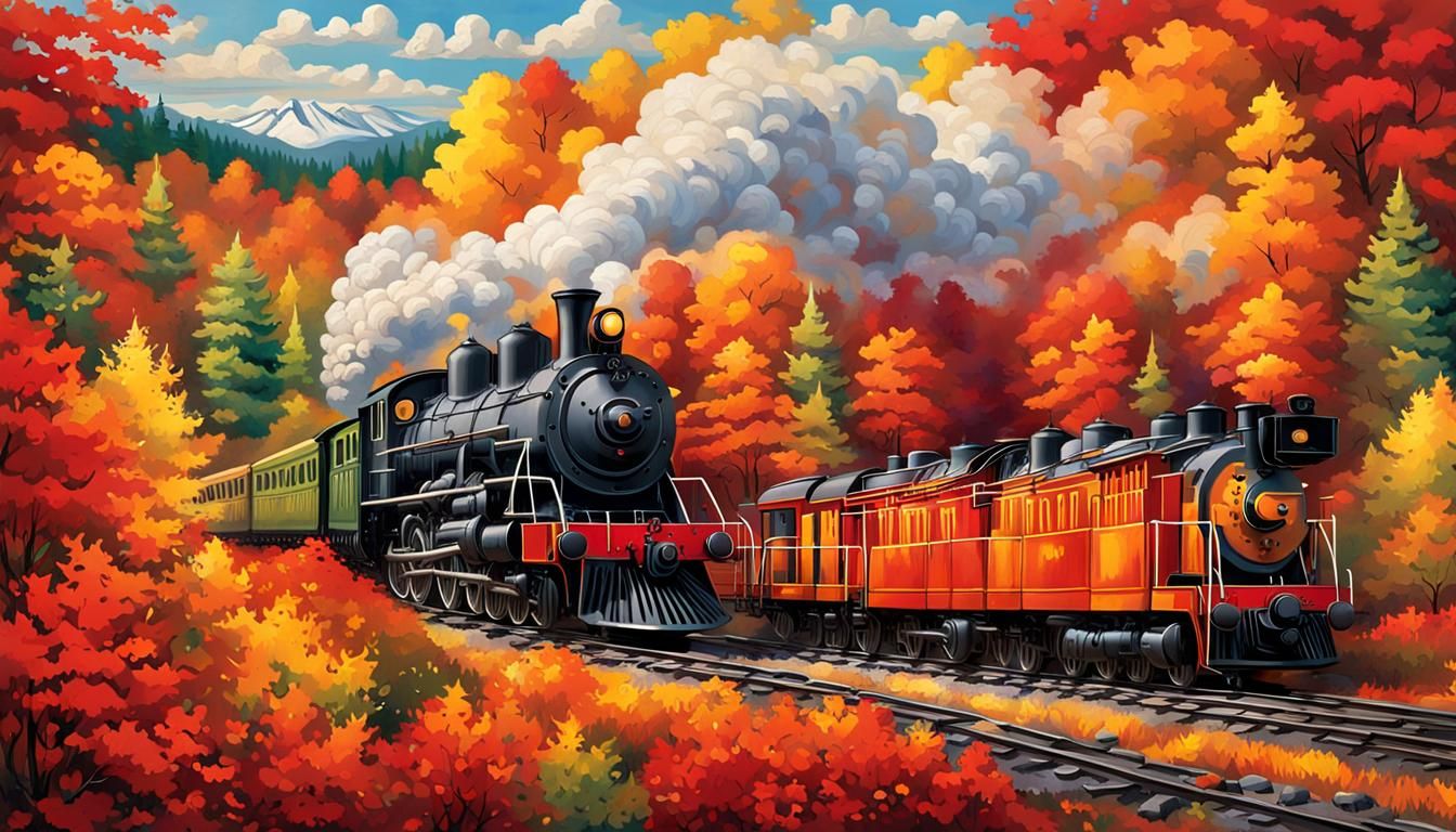 Autumn trains - AI Generated Artwork - NightCafe Creator