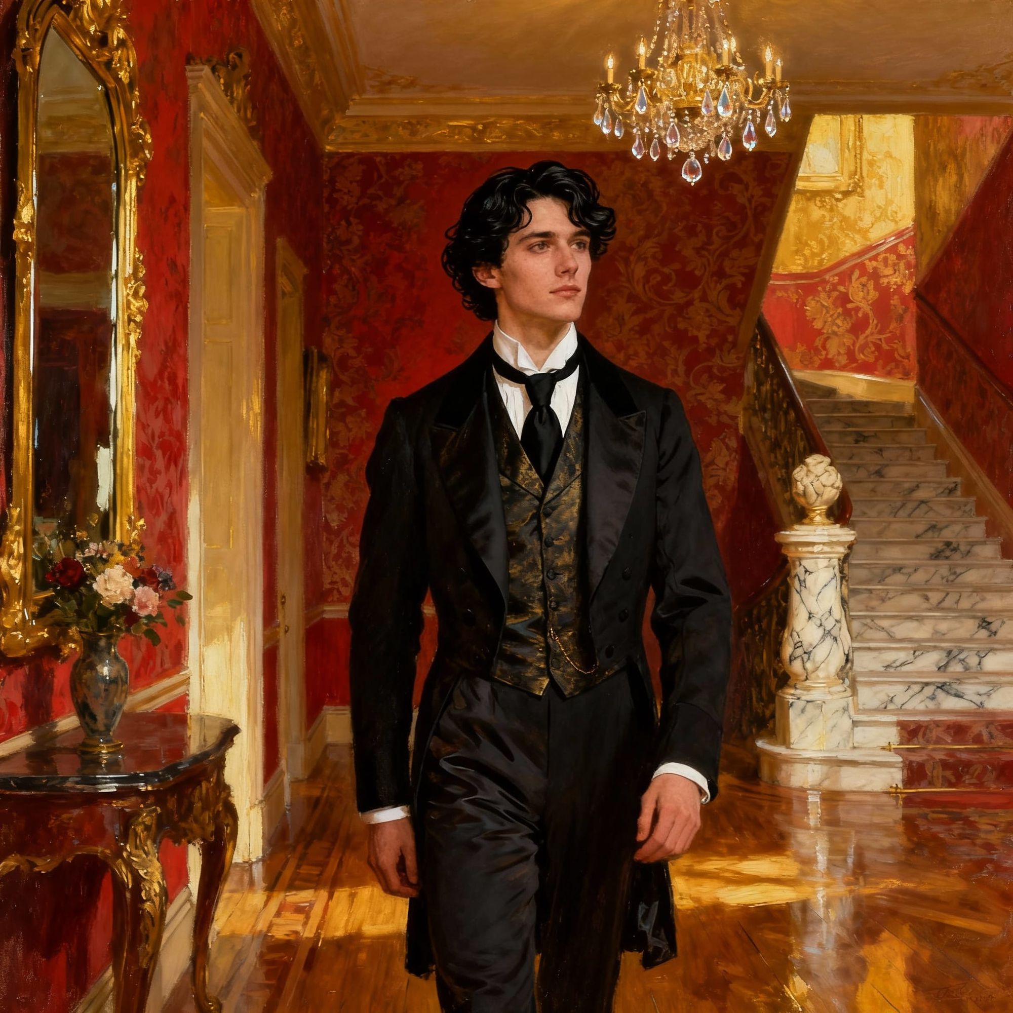 Waiting for his guests