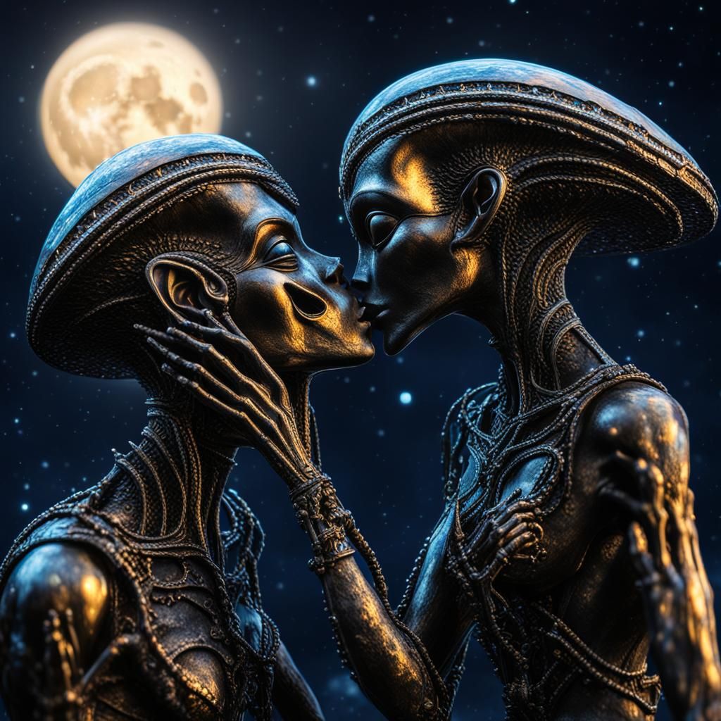 Alien kissing - AI Generated Artwork - NightCafe Creator