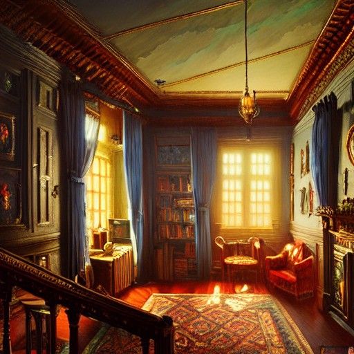 Interior of a Victorian Home by Greg Rutkowski Dan Mumford J...
