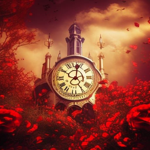 time, clock, clocktower, stangers things, red tentakle, endt...
