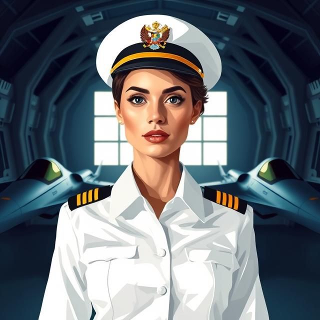 A Brazilian woman in her thirties dressed in the white navy ...