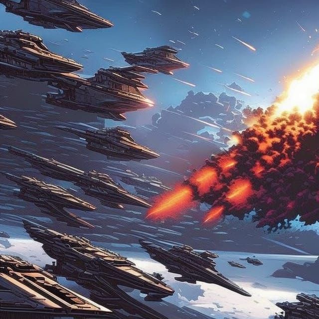 Space shuttle exploding over horizon, Mark Brooks and Dan Mu...