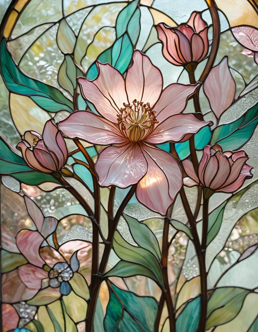 pink Tiffany stained-glass  by @Winter