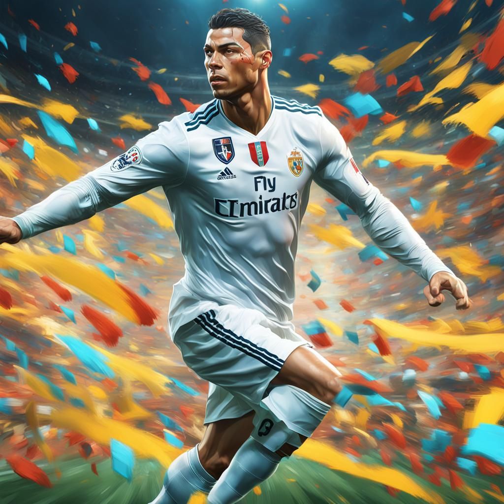 ronaldo foot ball head and shoulders portrait, 8k resolution...
