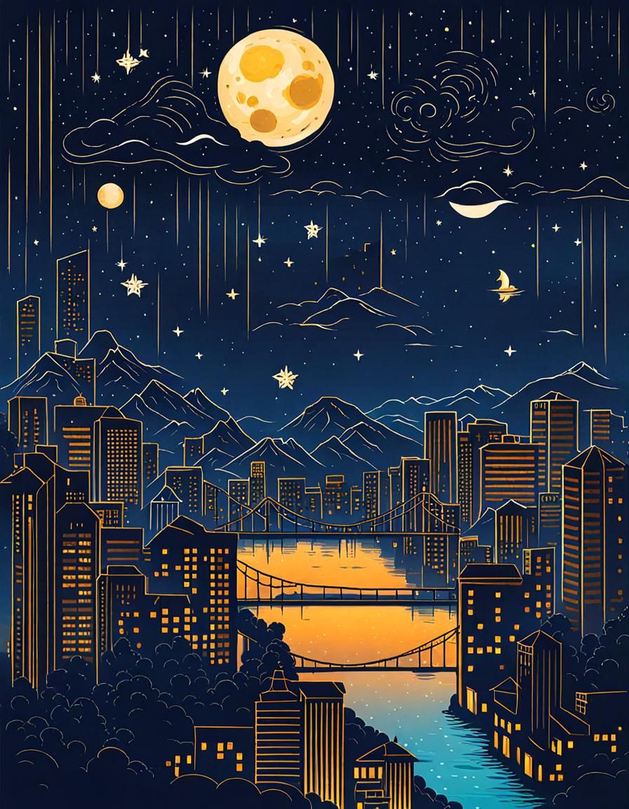 Stylized Cityscape at Night