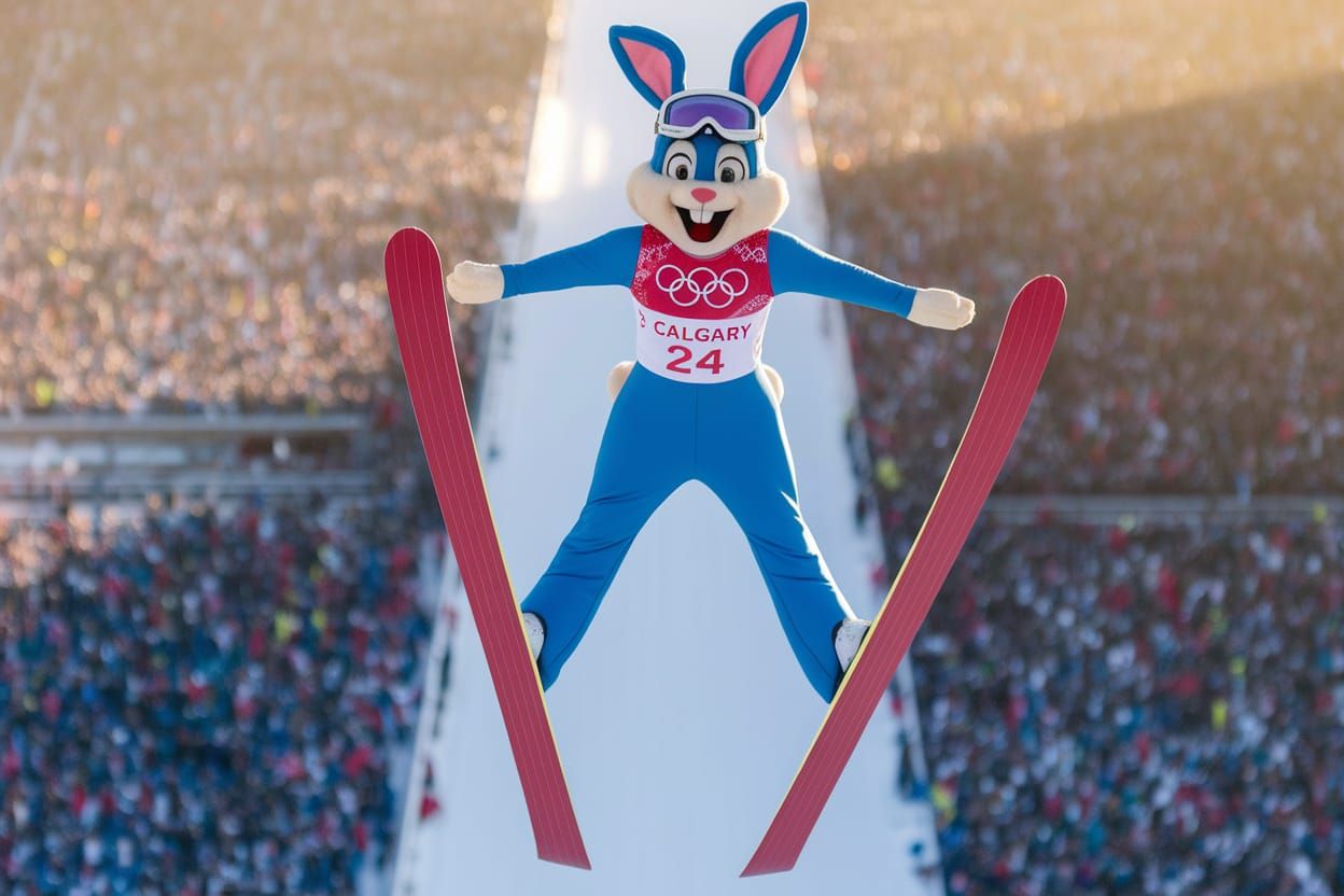 Eddie ‘The Eagle’ Edwards, #24, competing in the ski jumping at the 1988 Calgary Winter Olympics.  by @Kernowek
