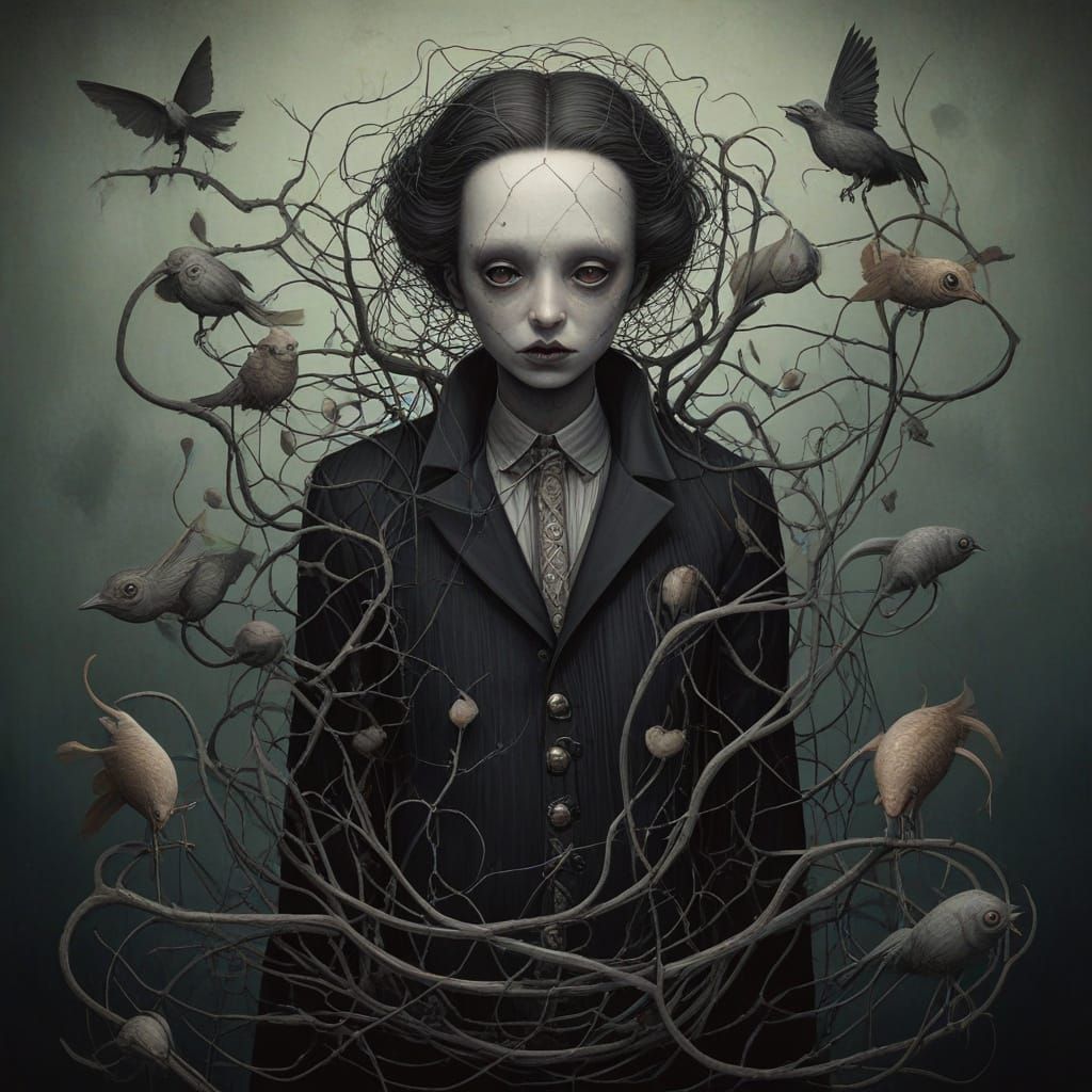 Entangled in my thoughts, sad, stuck, alone,  by @Tammi