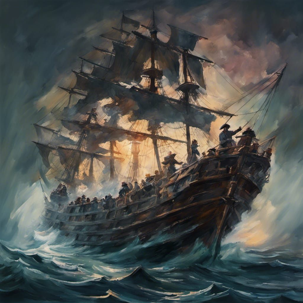 Ghostly pirate ship Watercolour - AI Generated Artwork - NightCafe Creator