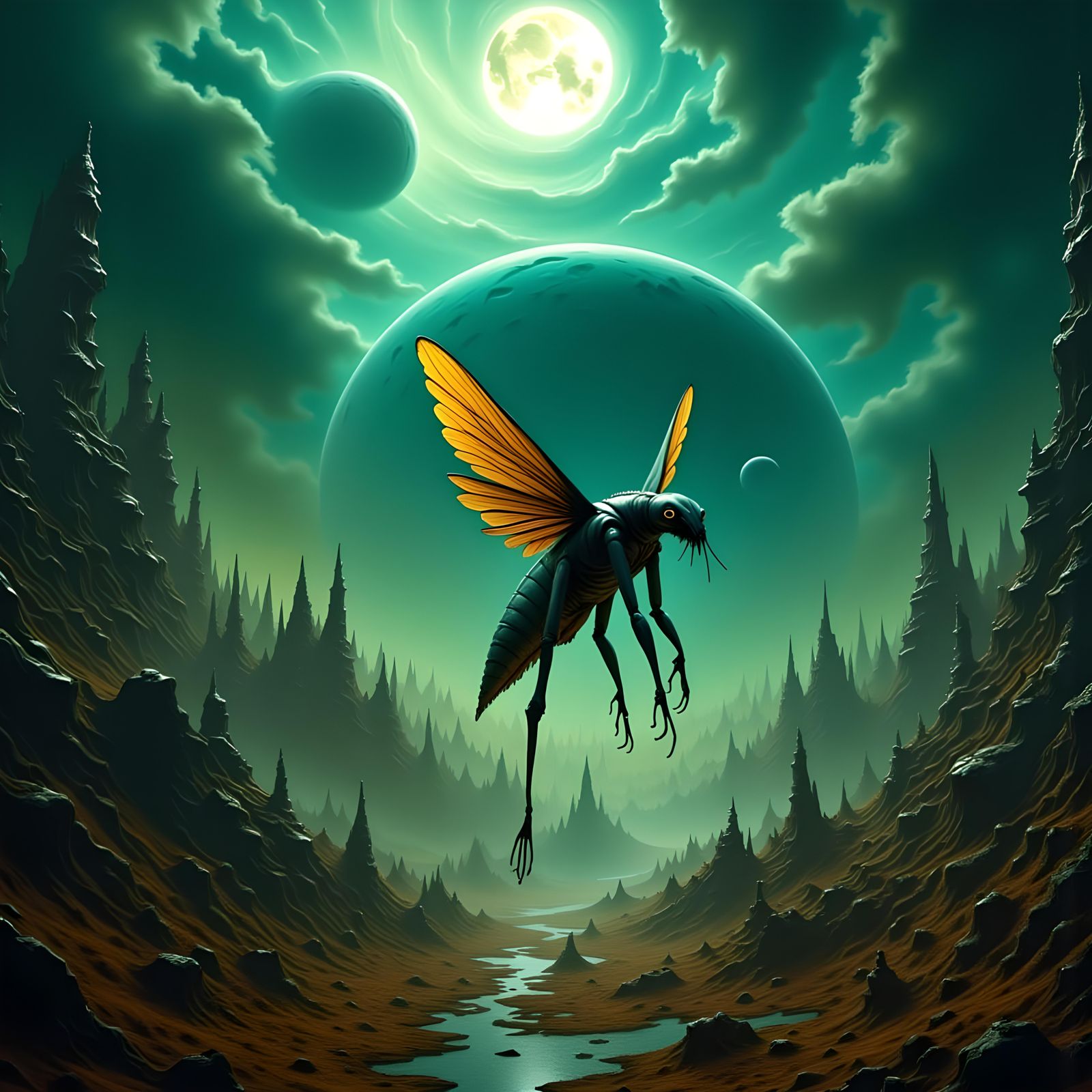 Insectoid in dystopian Stage-Play