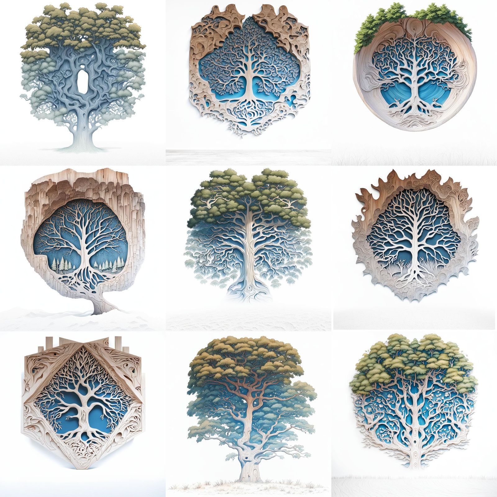 a tree carved in wood