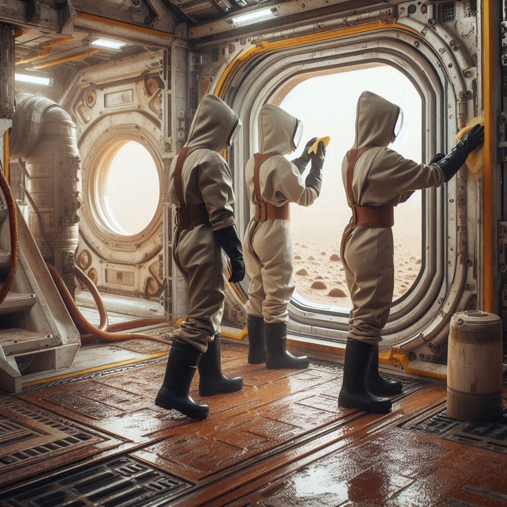 Mars outpost, cleaning the inside of a transport vehicle - 3
