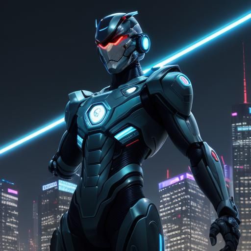 Bending Figure in Japanese Futurism Style