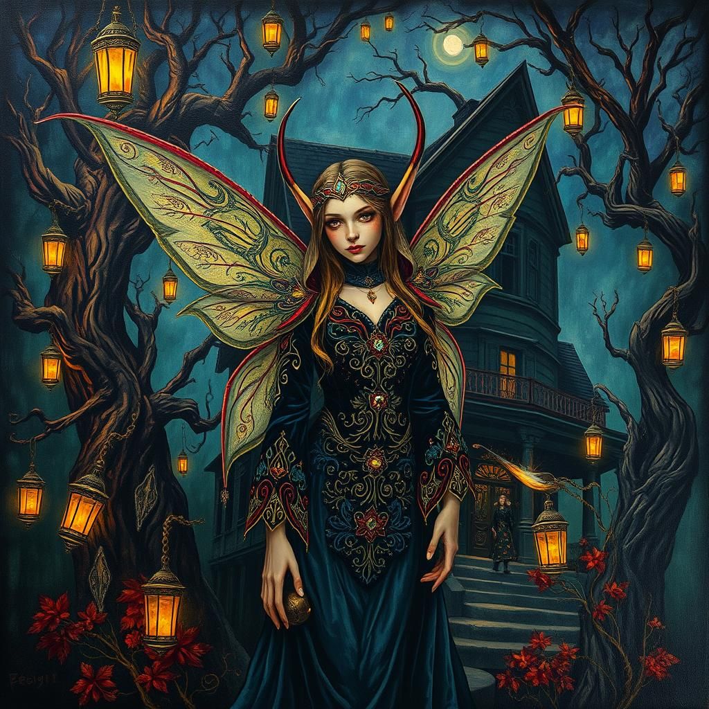 "Fairy Elf Halloween/Haunted House" / (Impasto /Heavy Metal ...