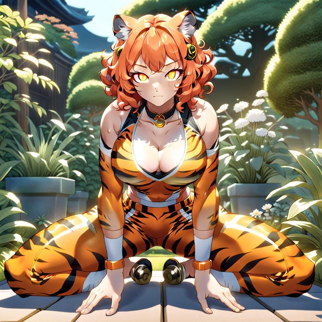Crouching tigress.