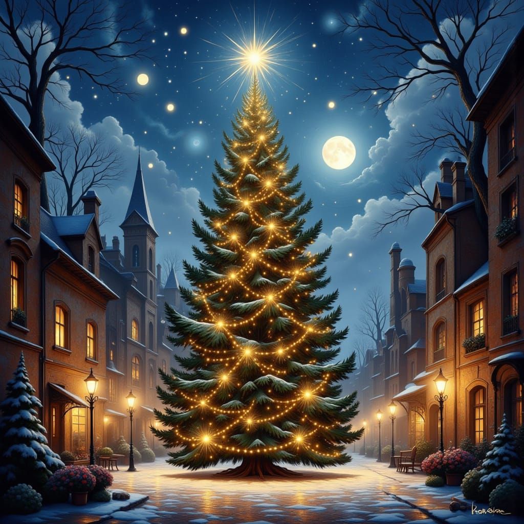 Giant Christmas Tree Lights Up Ancient City Square in Magica...