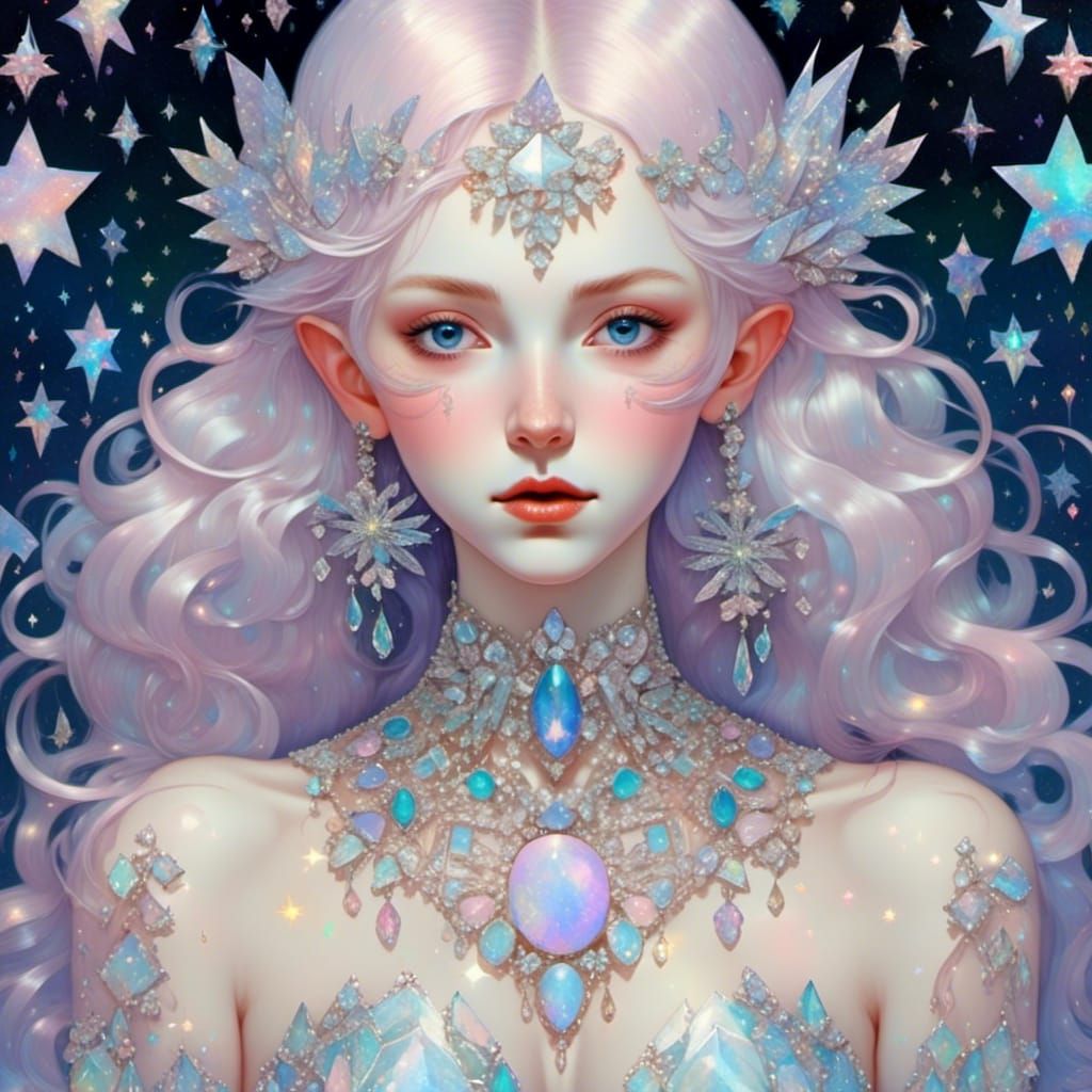 <lora:Dreamsea:1.0> sparkle bling jewellery glitter shiny twinkling stars shimmery opalescent opals brilliant dazzling. Edmund Dulac Kawacy...