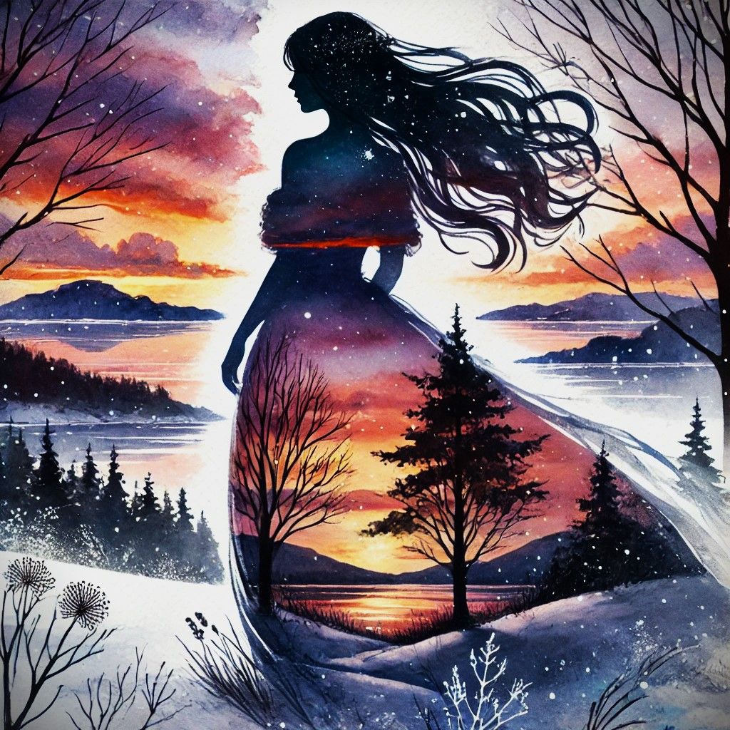 double exposure sunset