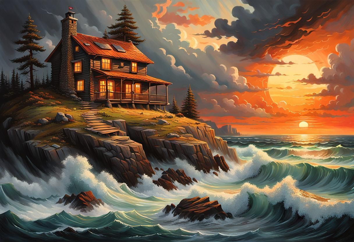Ar7x5-Vintage Masterpiece of a Strong Cozy Cabin on Rock Out...