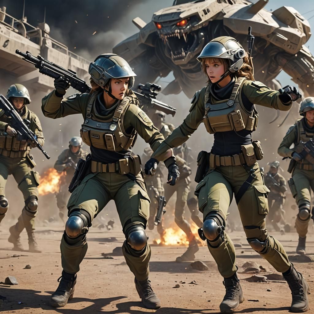 Two female soldiers of the IDF fight off savage alien attack...