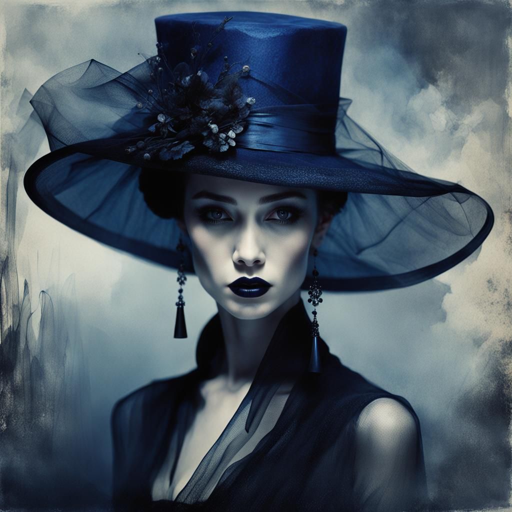 Dark blue hat… - AI Generated Artwork - NightCafe Creator