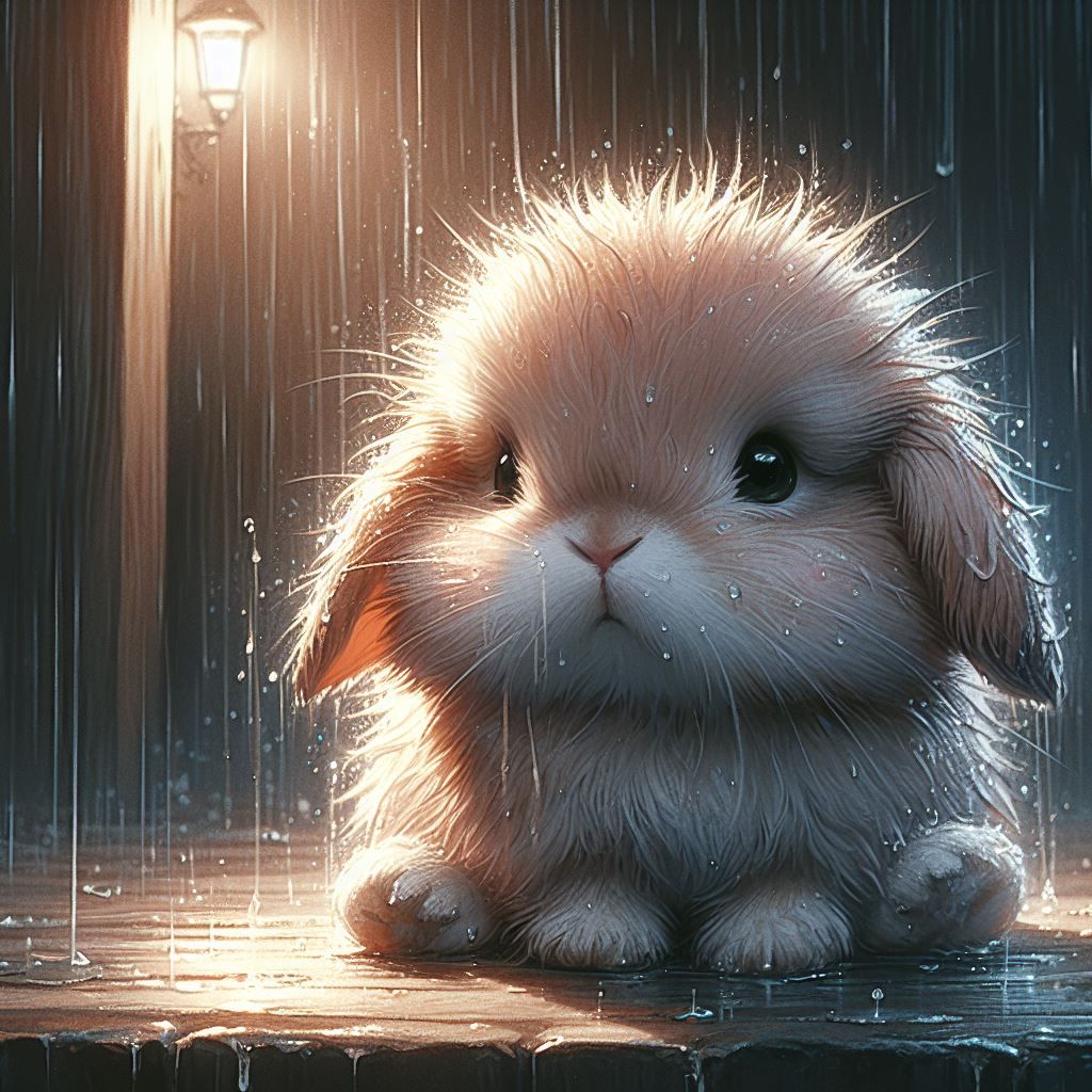 Bunny in the rain