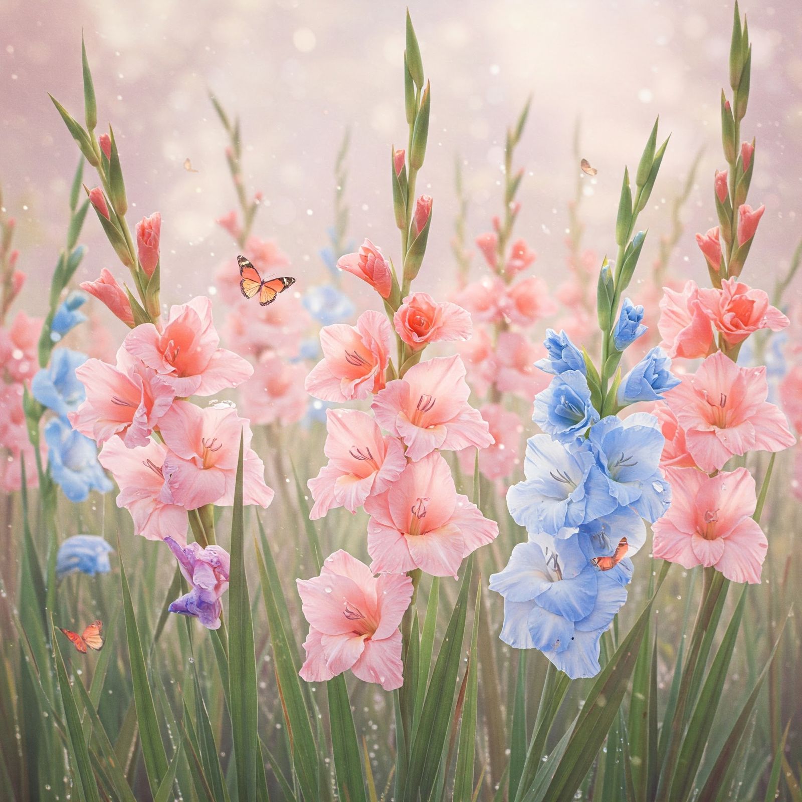 Gladioli in the garden