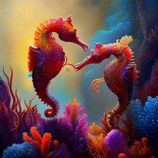Colorful Sea Horses