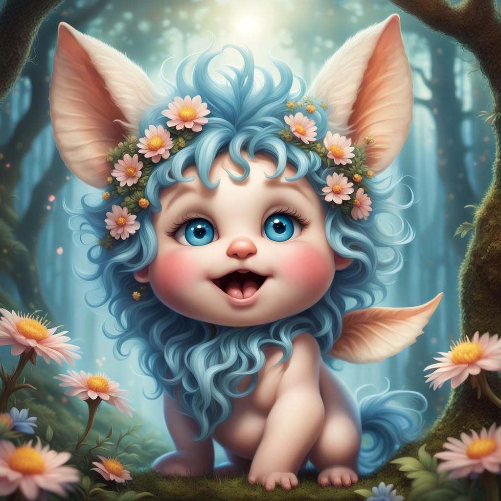 Whimsical Baby Pan with a Playful Expression