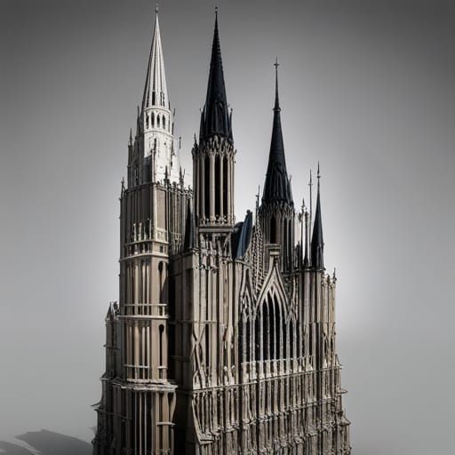 An ancient gothic cathedral of immense proportions, multileveled ...