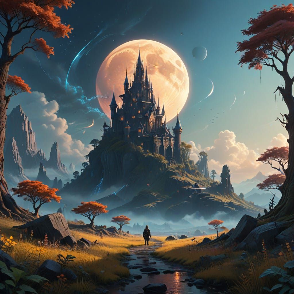 Mystical Guardian Ascends in Crystal Landscape