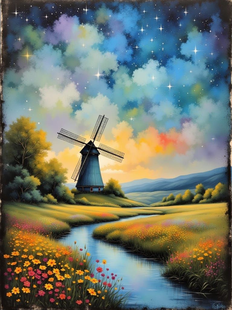 Grungy mixed media detailed matte painting using dry brush technique, painterly digital strokes effect, textured gouache,oil and acrylic, pa...