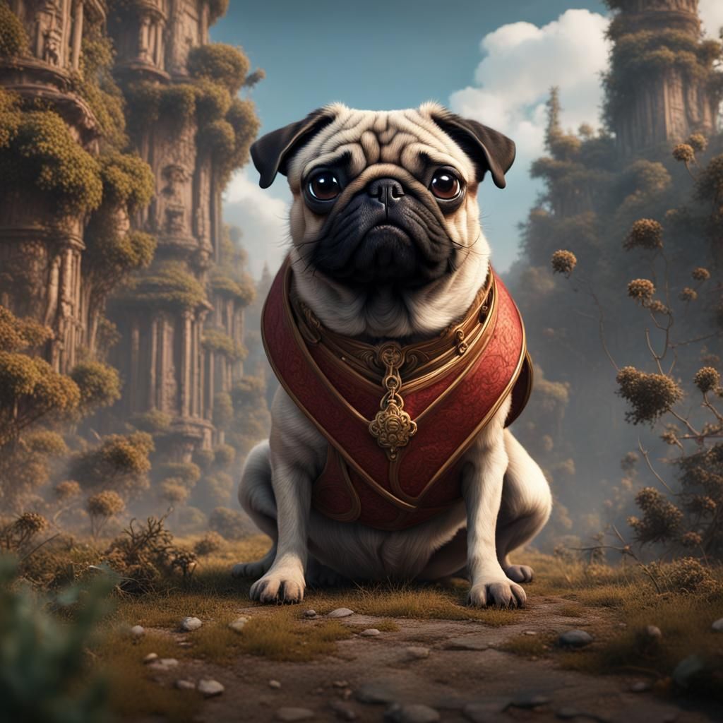 Pug smelling it's fart