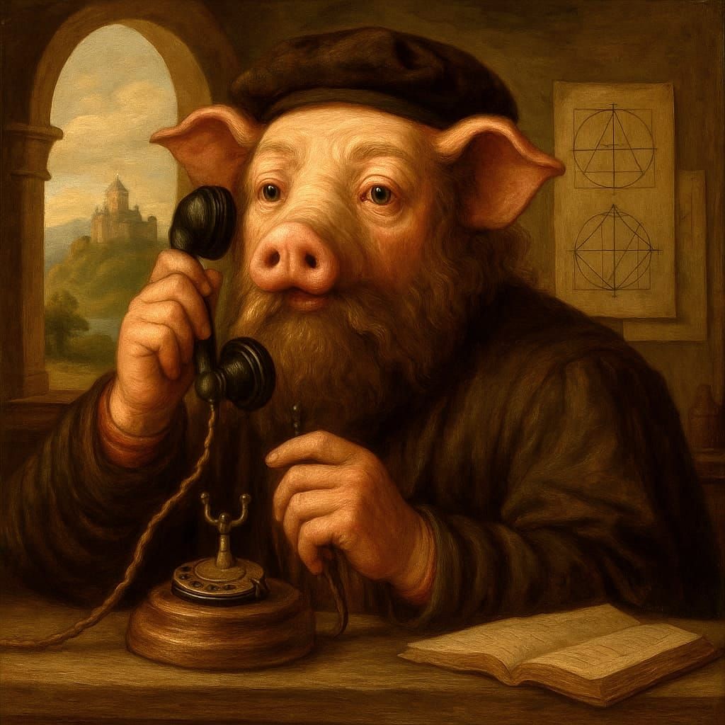 When John Pork tried to call from his time travels, he realised that he had to invent the telephone first.