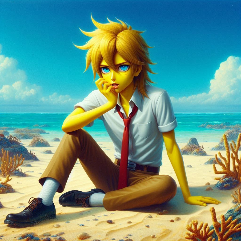 hajime sorayama retro 80s sci-fi futurism cute anime Spongeb...